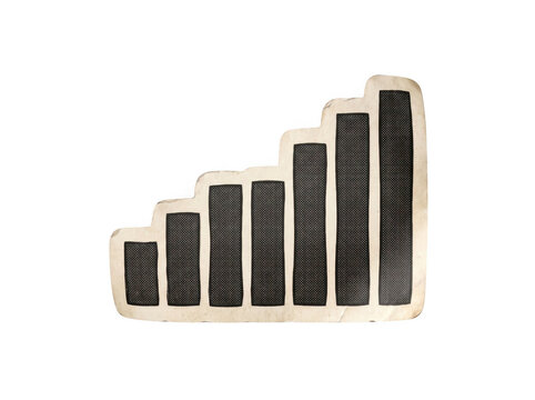 Bar chart with six increasing steps isolated on, bar graph, step as isolated on transparent background