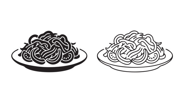 spaghetti on plates, vector illustration, food icon design