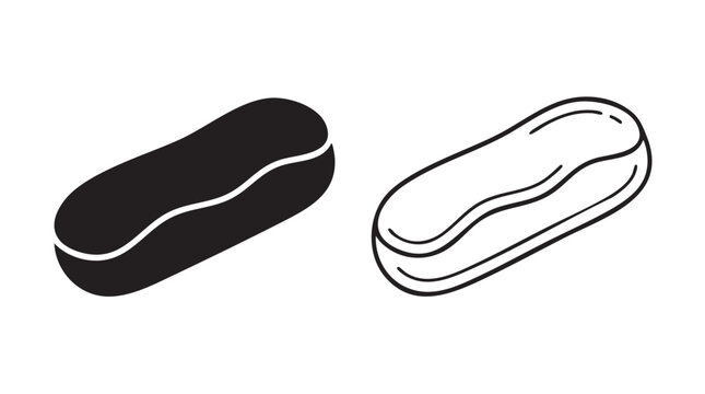 eclair vector icon set, dessert illustration