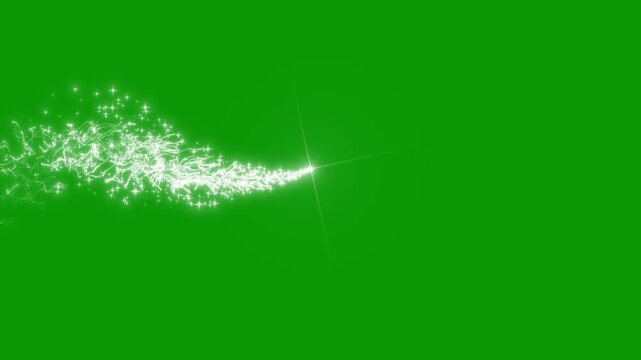 Abstract white particle waves, flowing glitter dust, sparkling luxury lights, glowing magical bokeh, shimmering festive motion background, elegant golden particles moving on green. 4k footage