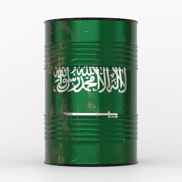 Saudi Arabia - oil barrel with national flag - 3D illustration
