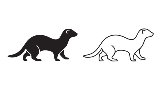ferret vector silhouettes, animal illustration