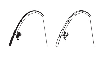 Fototapeta premium fishing rod illustration, line art design, angling concept