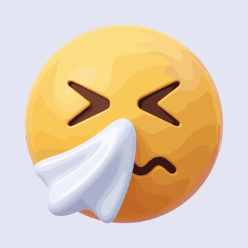 A yellow emoji with closed eyes and a tissue covering its nose, conveying feelings of sadness, grief, or sickness.