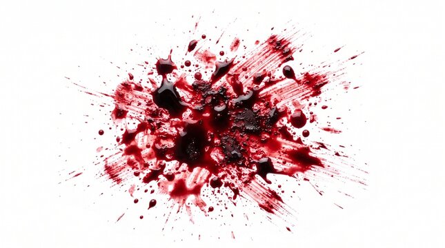 Blood Splatter Smear Stain Overlay Isolated on White Background