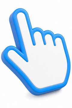 3D Digital Click Pointer Cursor Hand Icon for Interactive Web and Application Navigation.