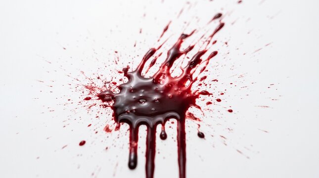 Splashes and drops Blood isolated on a transparent background. Full depth of field. PNG.