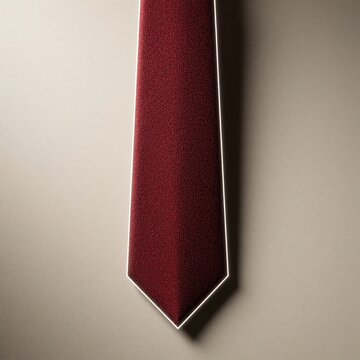 Elegant deep red necktie with subtle pattern, thin white border. Close up of burgundy silk fabric material. Luxury menswear accessory for professional business attire formal wedding style.