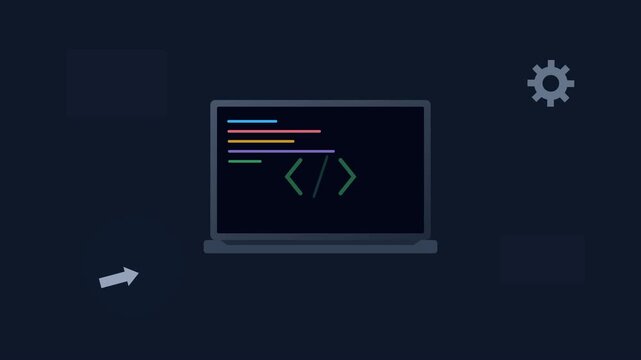 Laptop screen with programming code lines and green checkmark icon for successful web development