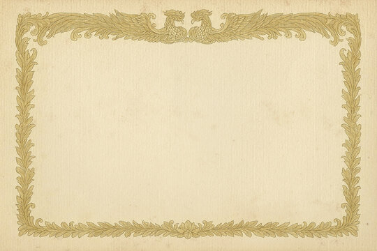 Certificate dan grade diplom karate. Old vintage diplom paper, with frame texture background art design.