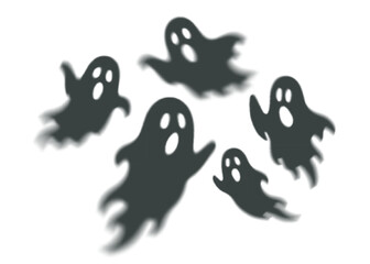Obraz premium Spooky Halloween Ghost Shadow Silhouettes. Scary Spirit Monsters Transparent Figures. Overlay Horror Background for Creepy Halloween Posters.
