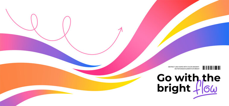 Color Line Dynamic Splash Shape. Abstract Gradient Swoosh Wave. Vector Rainbow Flow Geometric Lines.
