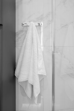 White towel apartment bathroom interior