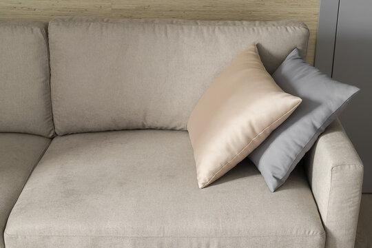 Beige sofa apartment pillows interior