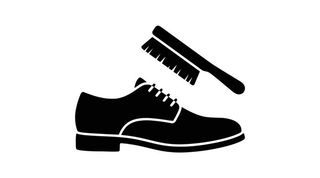 Vector illustration of shoe brush cleaning icon on a transparent background