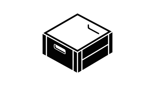 Vector illustration of wooden storage crate icon on a transparent background