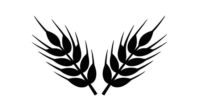 Vector illustration of black silhouette of wheat ears on a transparent background