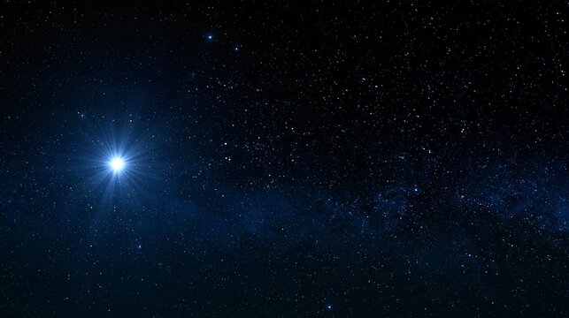 Star background for space science slides and classroom lesson template with dark night sky featuring bright glowing star Generative AI