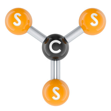 Carbon trisulfide CS3 molecular model. 3D rendering