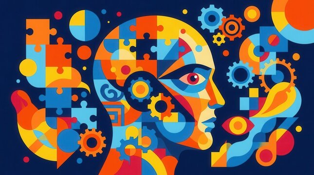 An illustration of a variety of exercises for the brain including memory games, puzzles, and critical thinking activities.