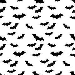 Fototapeta premium Black Bats Seamless Pattern Background