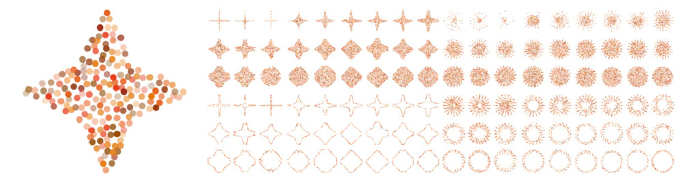 Set of gold confetti stars icons. Star shapes collection. Shiny simple stars pack. Christmas star objects isolated on transparent bg. Vector png