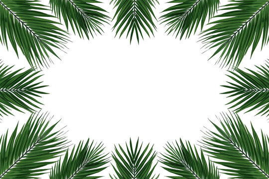 Tropical palm leaf rectangular border