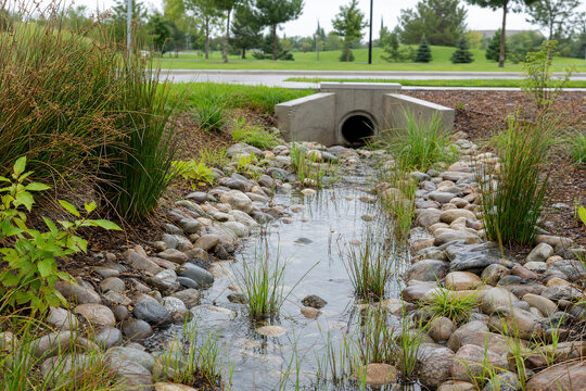Bioswale with Native Grasses for Urban Stormwater Control
