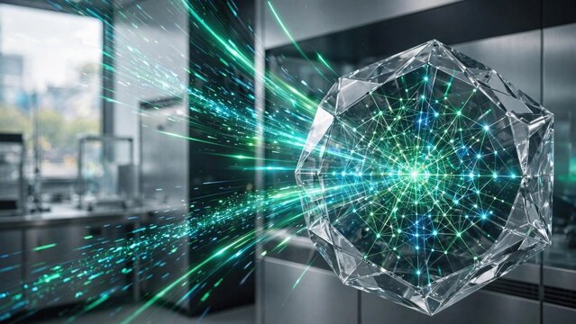 Futuristic Data Network Entering Crystal Energy Core