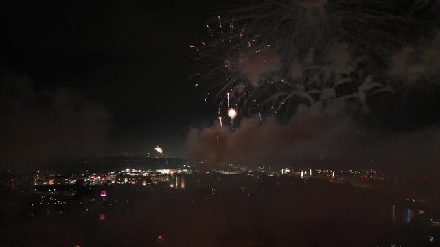 Fireworks illuminating the night sky above Altamonte Springs, Florida, USA. for fourth of July celebration. July 3, 2022. 