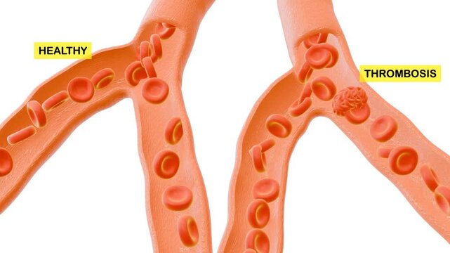 3D animation illustrating thrombosis and embolism, designed for college-level learning and educational presentations