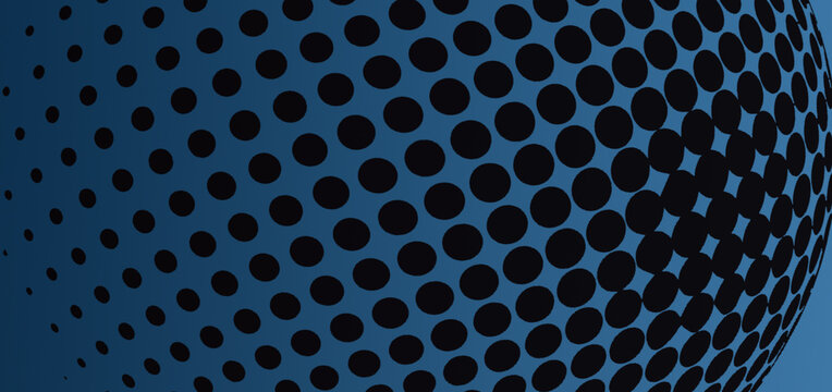 Abstract Blue Halftone Dot Sphere Pattern Background