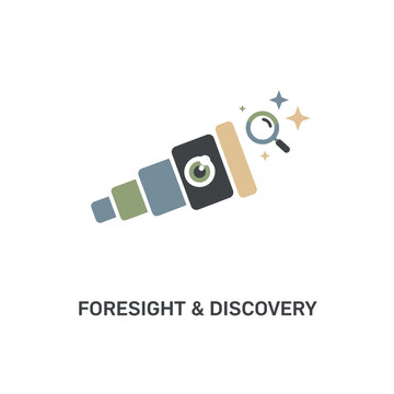 Abstract telescope icon symbolizing foresight and discovery, representing future vision, research, and insightful exploration.