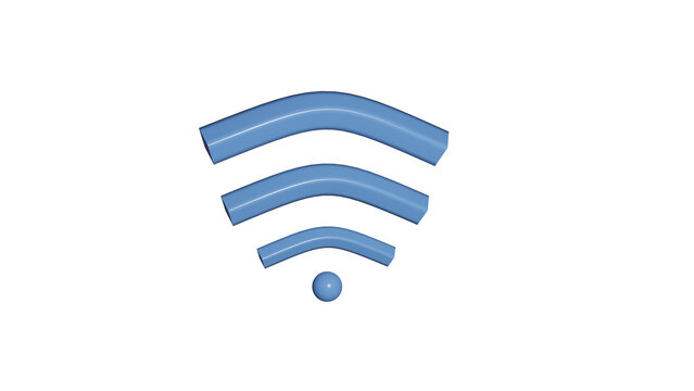 Blue 3D WiFi icon with a clean modern design and glossy dimensional appearance. Suitable for wireless connectivity, internet, networking, technology, apps, websites, and digital interfaces.