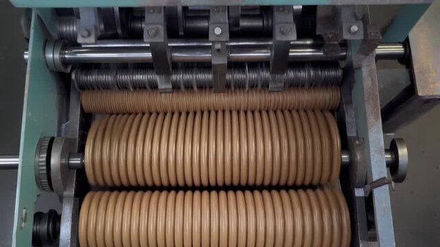 Corrugating machine being worked by a machine that never stops