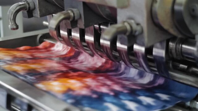 Fabric dyeing range being worked by a machine that never stops
