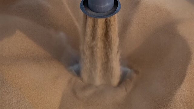 Grain elevator spout falling in a continuous stream