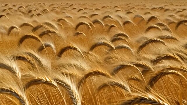 Hay bale field moving continuously in a steady breeze
