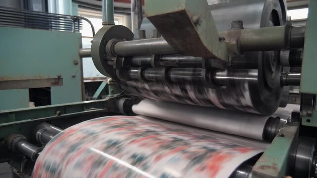 Textile printing drum being worked by a machine that never stops