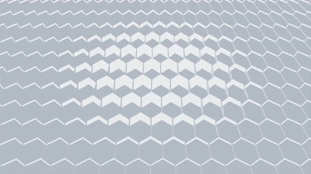 White hexagonal tile surface rising in a seamless loop
