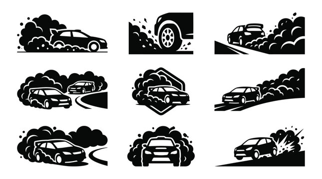Black and white cars racing fast.