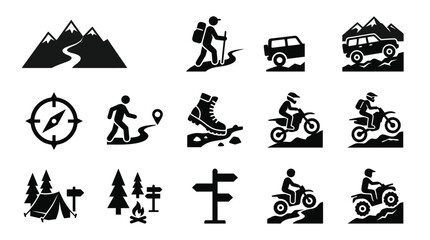 Fototapeta premium Outdoor Adventure Icons and Symbols.
