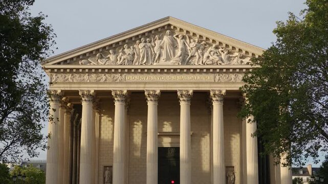 Eglise de la Madeleine, a neoclassical church with Corinthian columns and relief sculpture