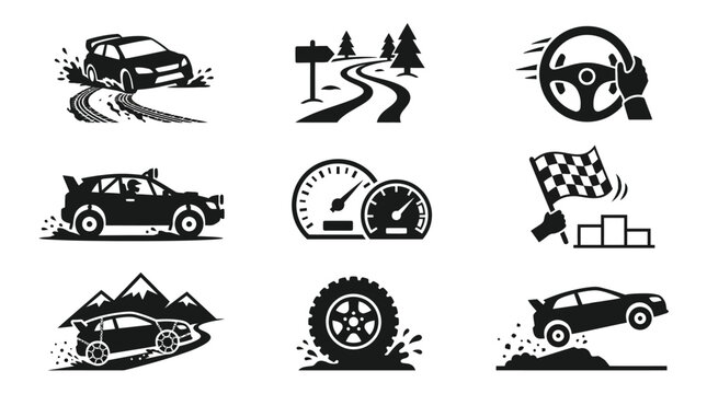 Racing cars and speed symbols.