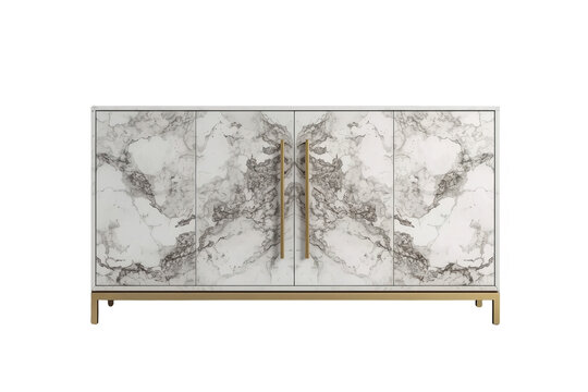 Elegant White Marble Sideboard Cabinet