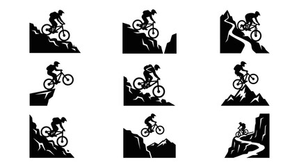 Fototapeta premium Bicycle Rider Silhouettes in Motion.