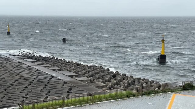 Rough Sea In Tokyo Bay As Typhoon Approaches Japan