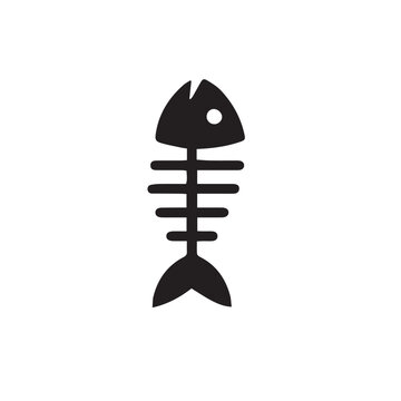 Dead Fish Icon Simple Minimal Black and White Vector