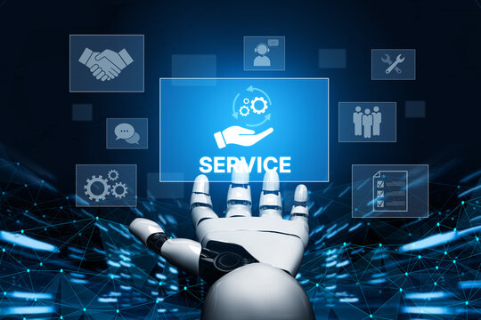 AI-assisted support system for business services showing hands-on process, communication, and teamwork icons Vouch