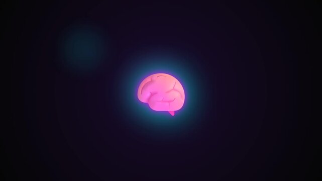 neon brain animated neon brain thinking 4k alpha looping